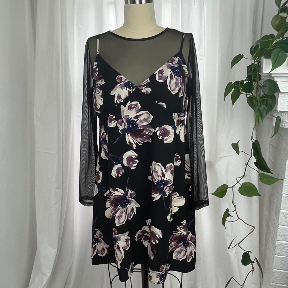 si3nna 90s Inspired Mesh Long Sleeve Layered Mini Whimsygoth Punk Cocktail Dress